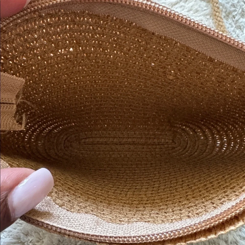 Light Brown Woven Mini Shoulder Bag